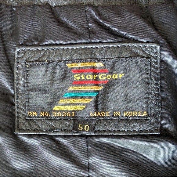 Vintage Star Gear Black Genuine Leather Vest Size 50 Motorcycle Cut - Picture 3 of 11